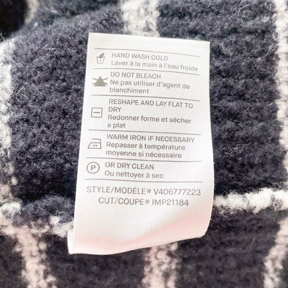 Vince Boucle Navy Blue White Striped Cardigan Open Front Small - Picture 3 of 7